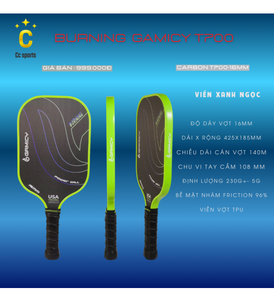 Vợt Pickleball Gamicy Burning T700 16mm