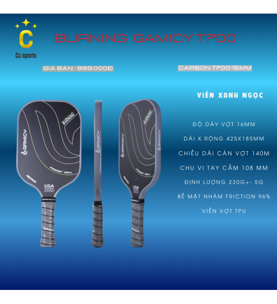 Vợt Pickleball Gamicy Burning T700 16mm