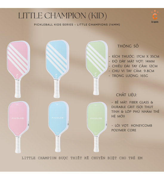 Vợt Pickleball Kids Series – Little Champions (14mm)