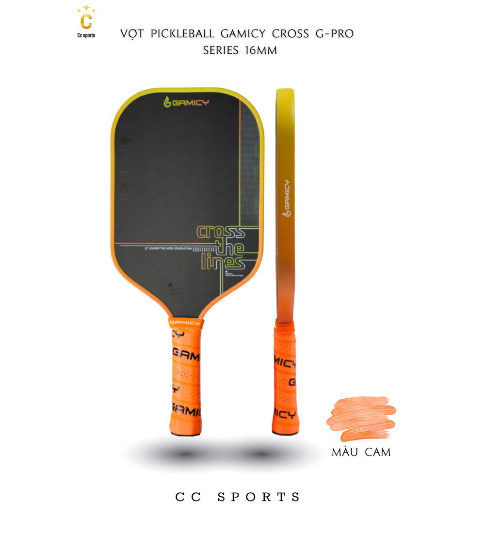 Vợt Pickleball Gamicy Cross G-Pro Series 16mm- Màu Cam