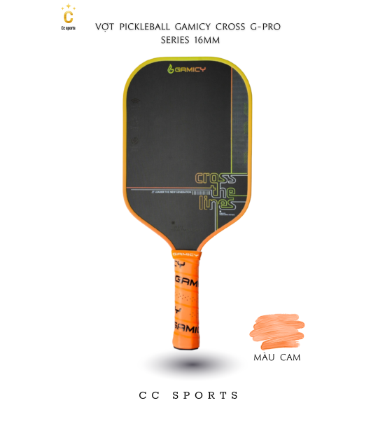 Vợt Pickleball Gamicy Cross G-Pro Series 16mm- Màu Cam