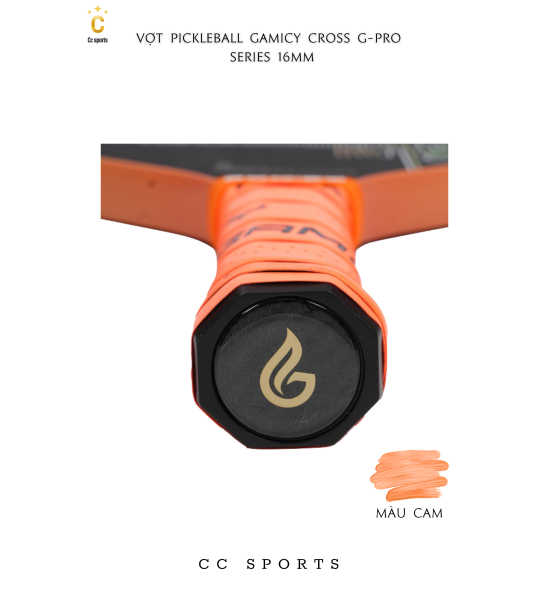 Vợt Pickleball Gamicy Cross G-Pro Series 16mm- Màu Cam