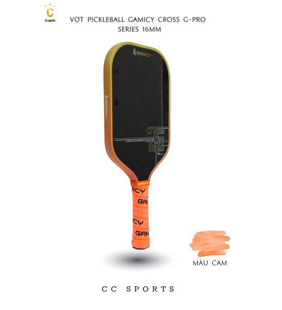 Vợt Pickleball Gamicy Cross G-Pro Series 16mm- Màu Cam