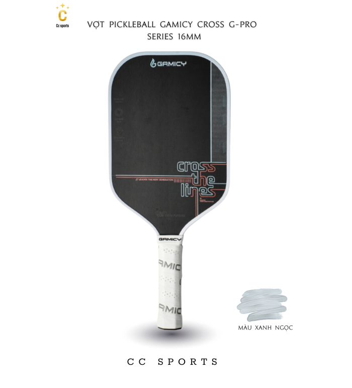 Vợt Pickleball Gamicy Cross G-Pro Series 16mm- Màu Xanh Ngọc