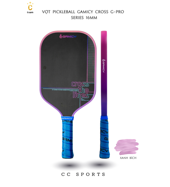 Vợt Pickleball Gamicy Cross G-Pro Series 16mm- Màu Xanh Bích