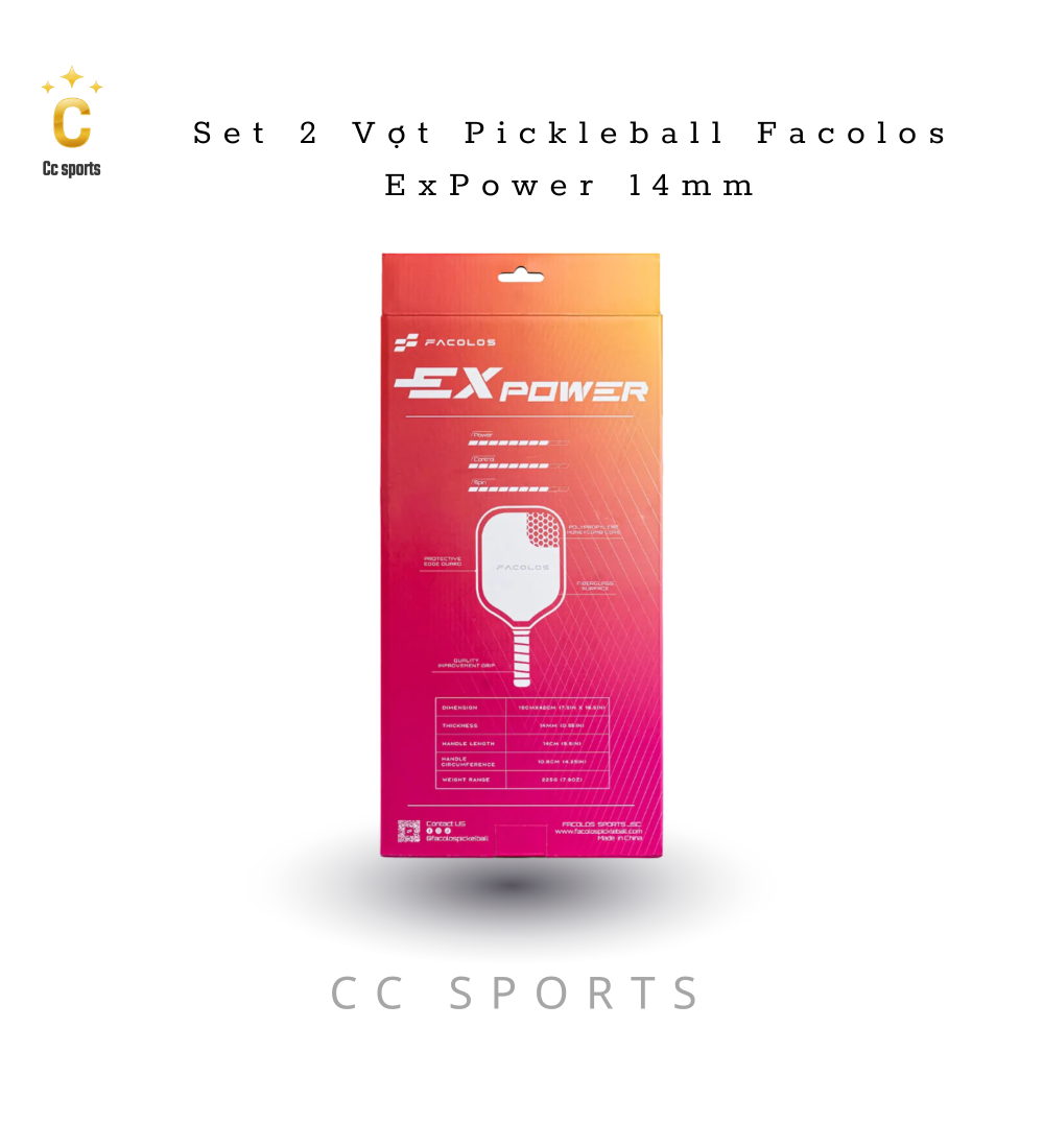 Bộ 2 vợt Pickleball Sport Series – ExPower White (14mm)