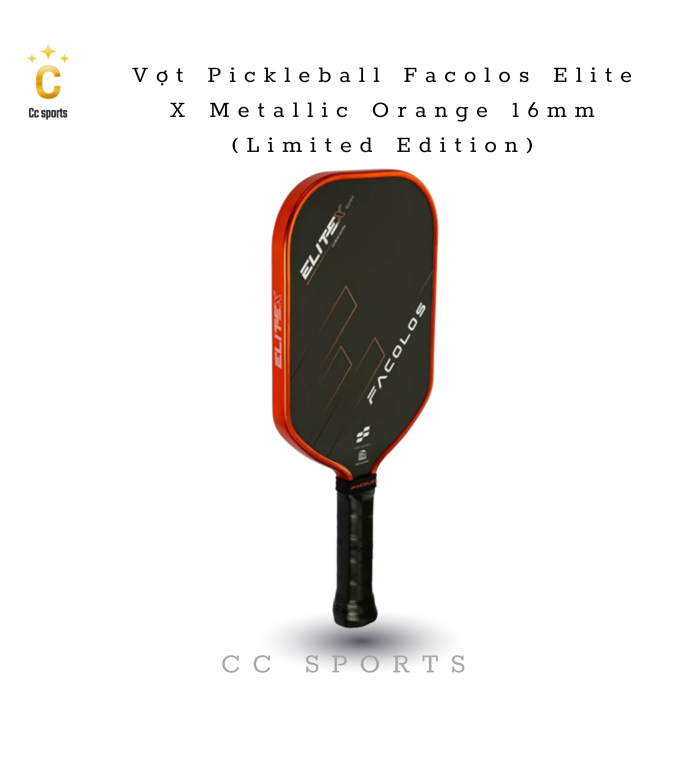 Vợt Pickleball Facolos Elite X Metallic Orange 16mm (Limited Edition)