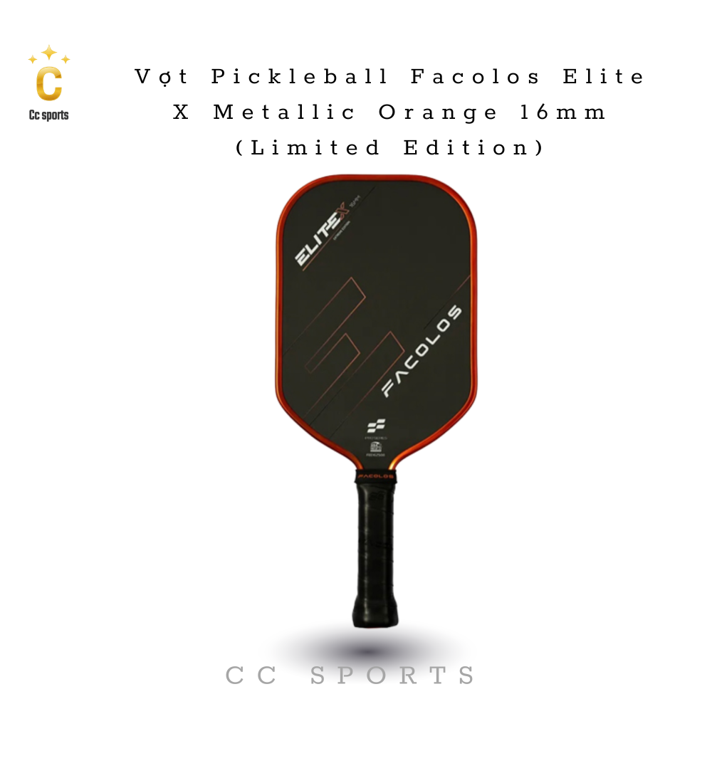 Vợt Pickleball Facolos Elite X Metallic Orange 16mm (Limited Edition)