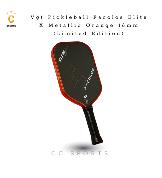 Vợt Pickleball Facolos Elite X Metallic Orange 16mm (Limited Edition)