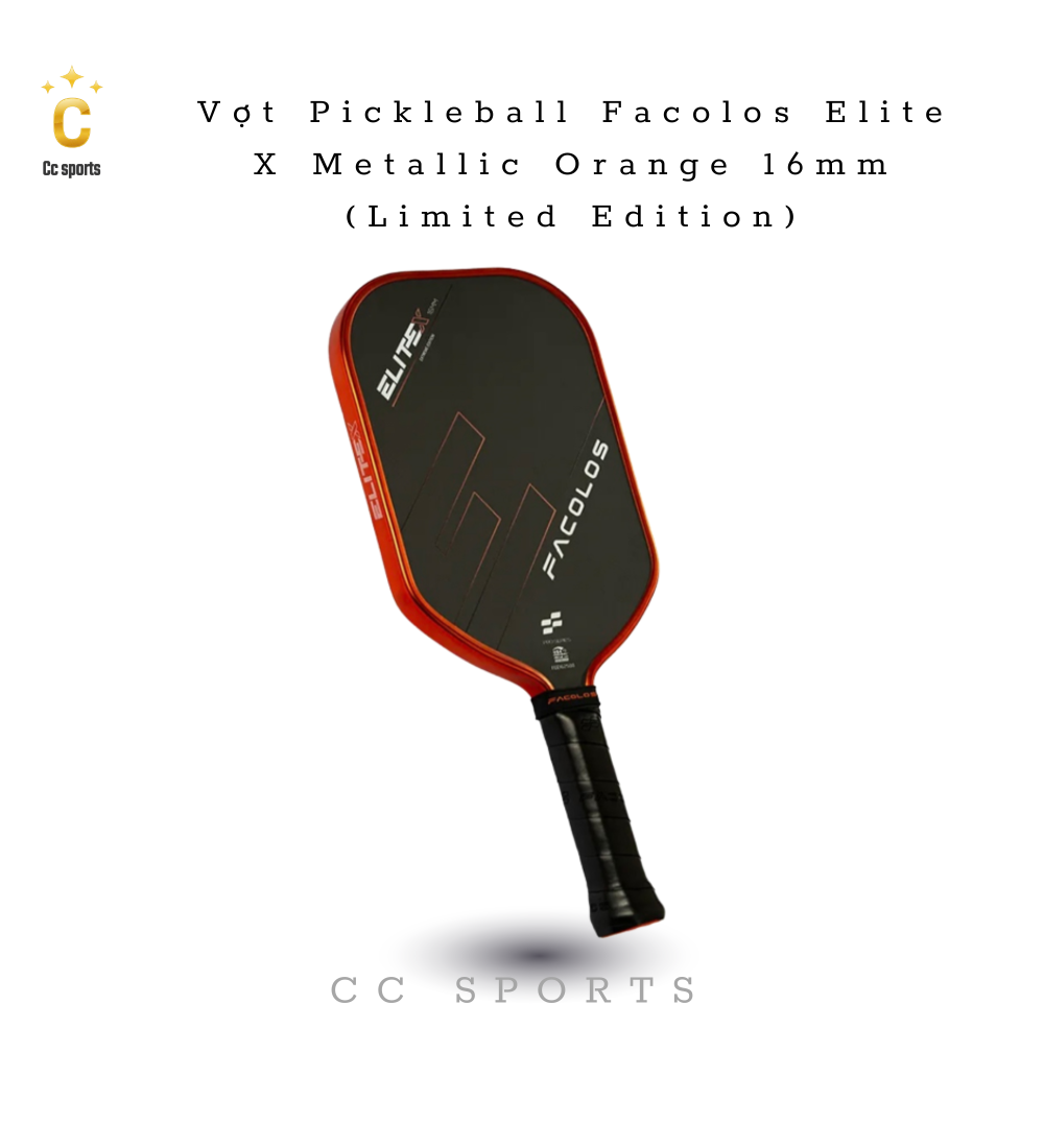 Vợt Pickleball Facolos Elite X Metallic Orange 16mm (Limited Edition)