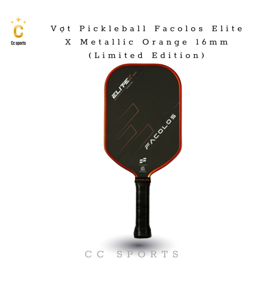 Vợt Pickleball Facolos Elite X Metallic Orange 16mm (Limited Edition)