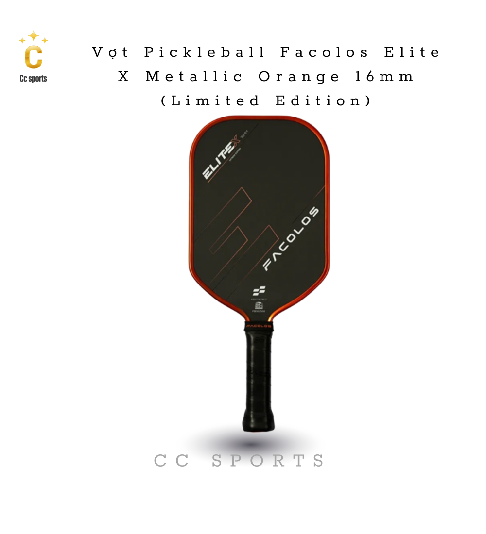 Vợt Pickleball Facolos Elite X Metallic Orange 16mm (Limited Edition)