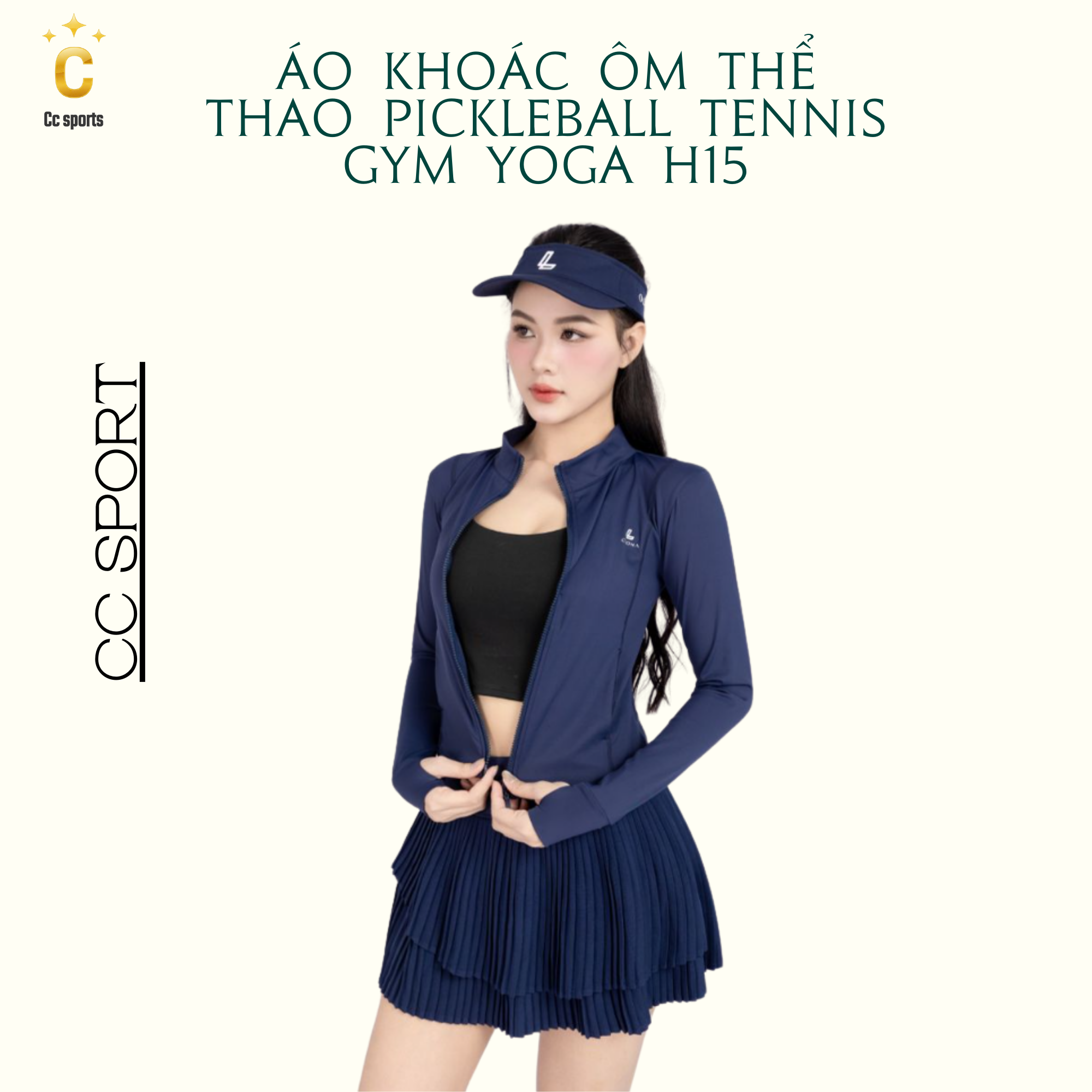 Áo khoác ôm thể thao pickleball tennis gym yoga chất liệu cao cấp H15