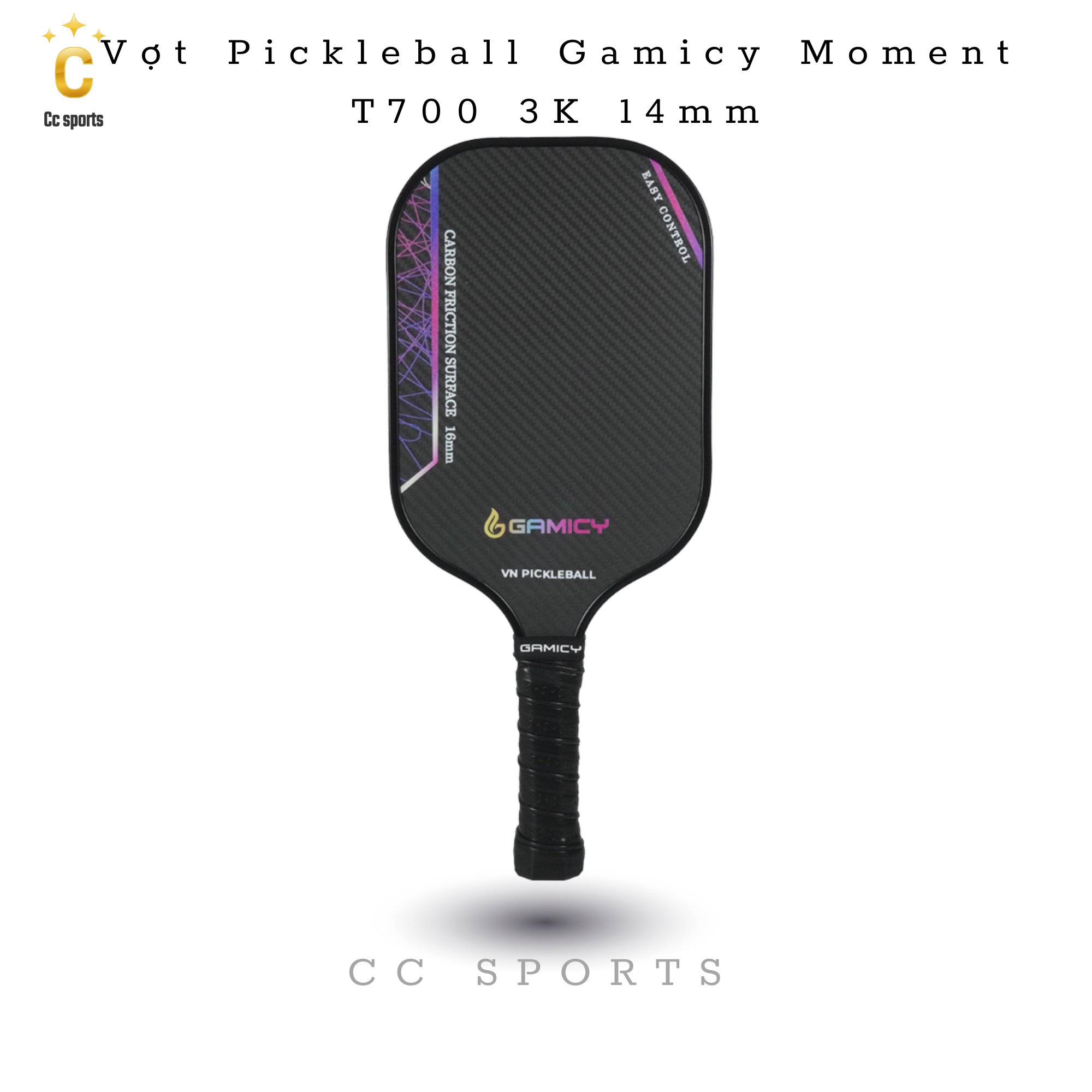 Vợt Pickleball Gamicy Moment T700 3K 14mm