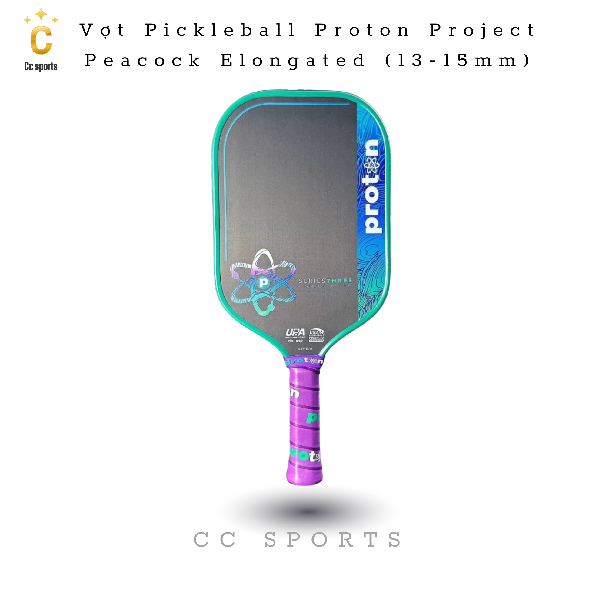 Vợt Pickleball Proton Project Peacock Elongated (13-15mm)