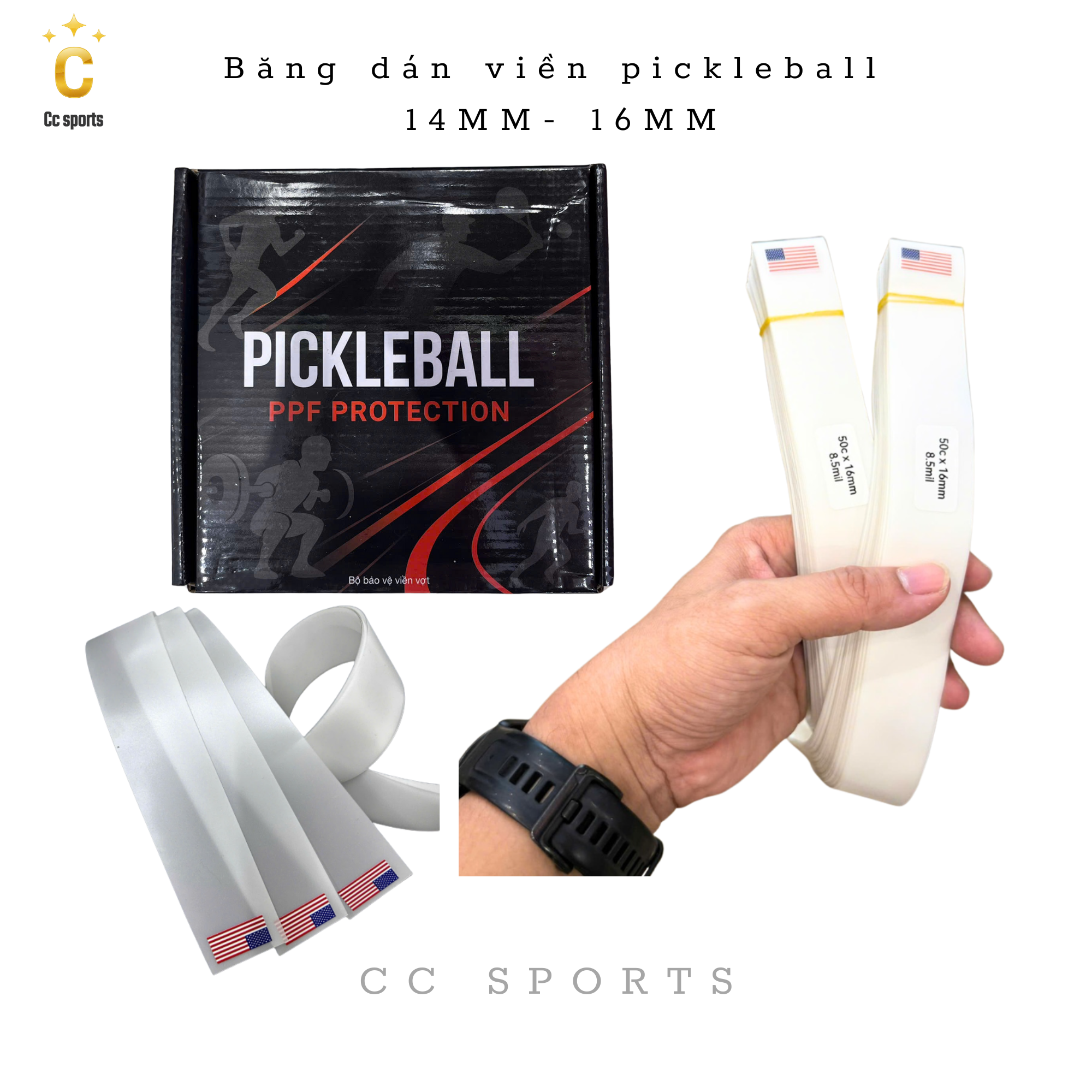 Băng dán viền pickleball  14MM- 16MM