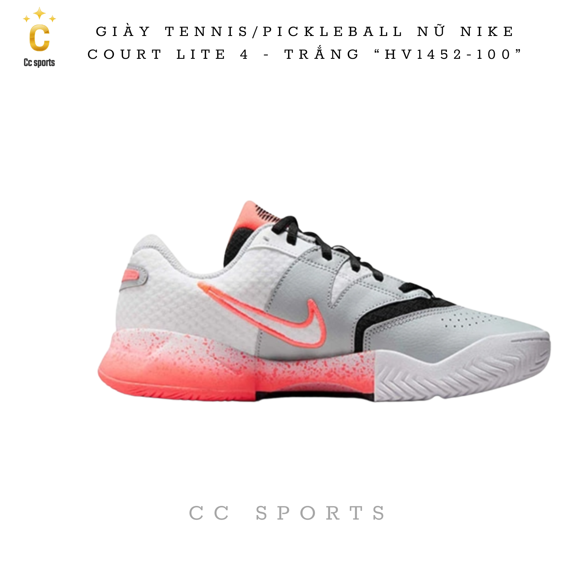 GIÀY TENNIS/PICKLEBALL NỮ NIKE COURT LITE 4 - TRẮNG “HV1452-100”