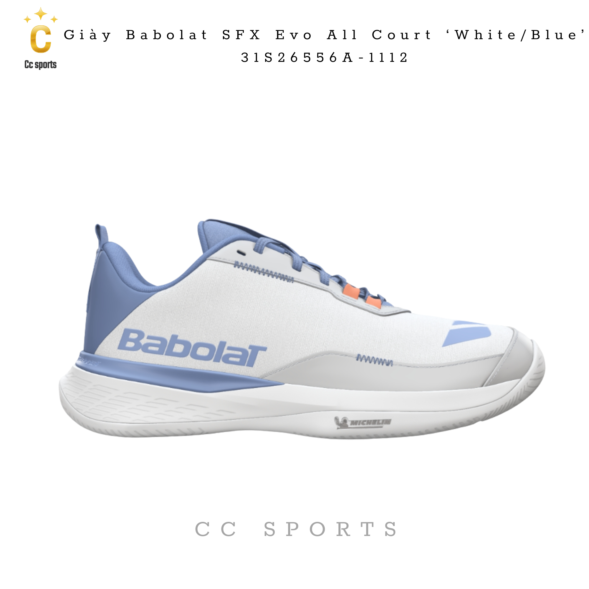Giày Babolat SFX Evo All Court Women "White Sky Blue"