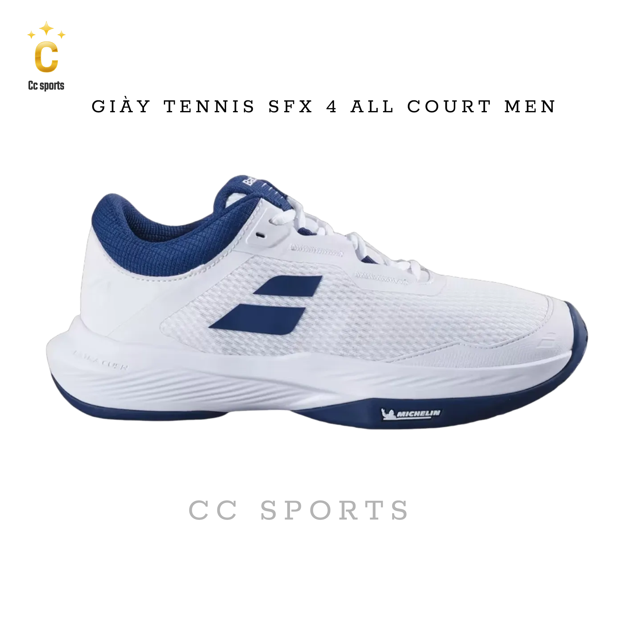 Giày Tennis/Pickleball Babolat Sfx 4 All Court Men trắng đế navy