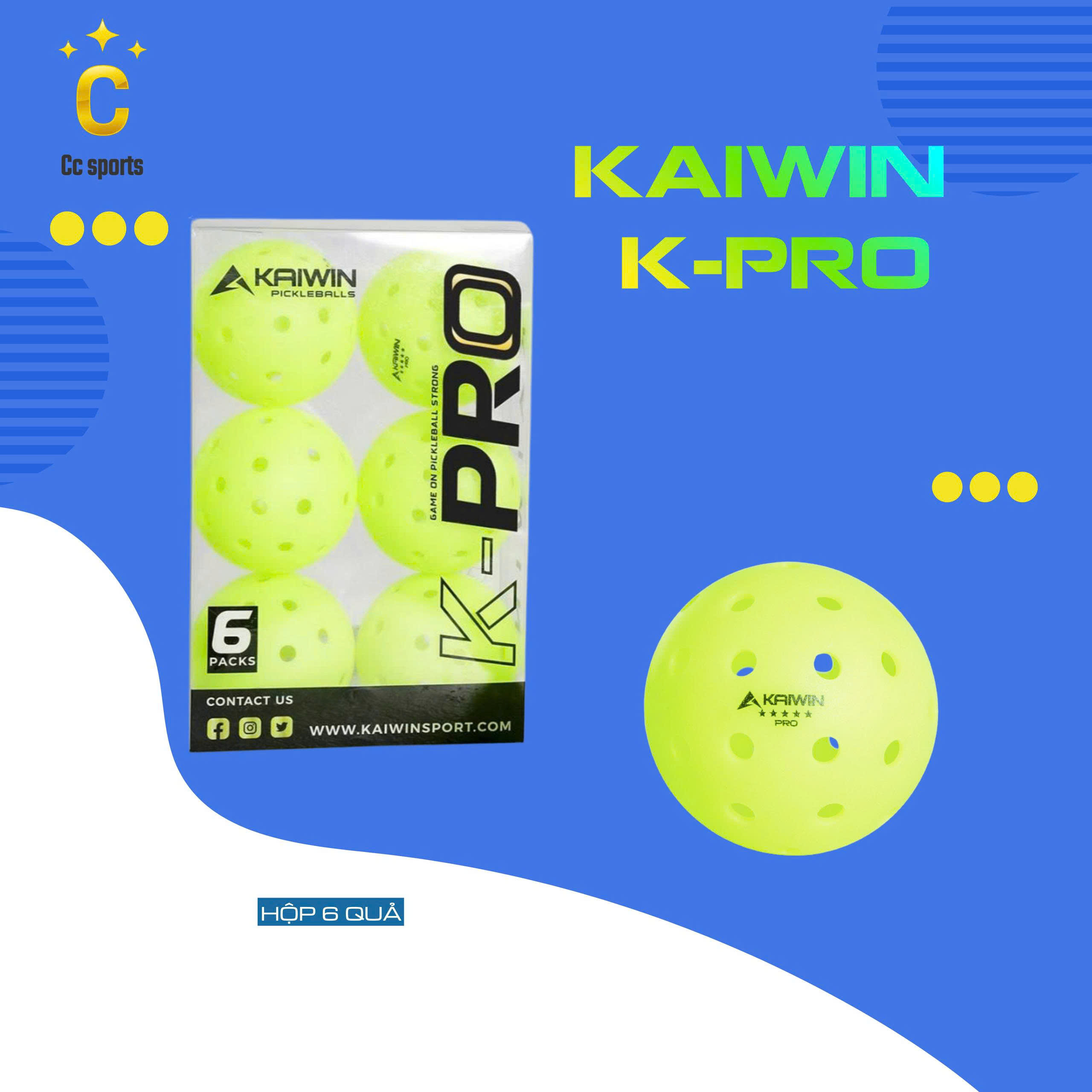 KAIWIN PRO – Bóng Pickleball hộp 6 quả