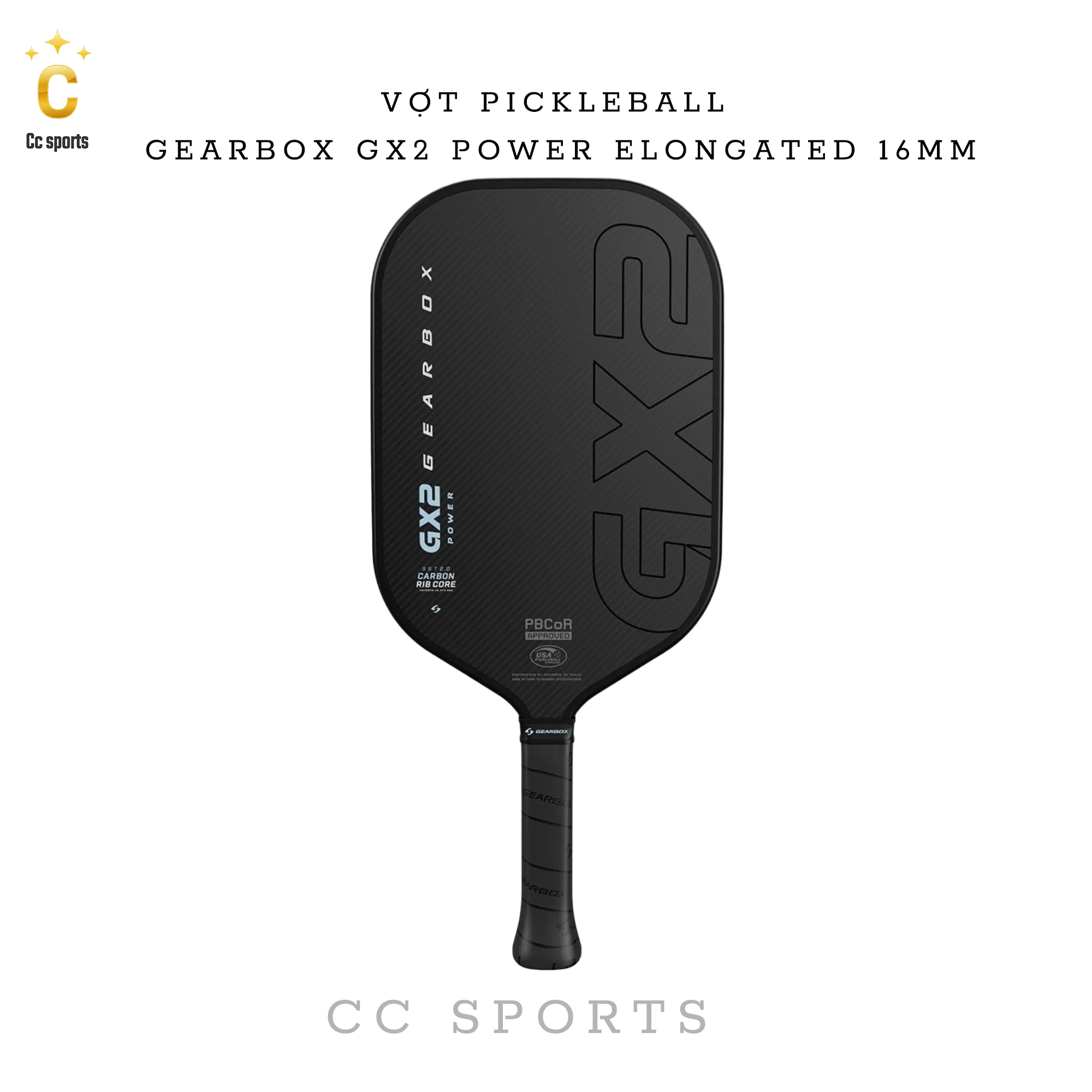 Vợt Pickleball GEARBOX GX2 Power Elongated 16MM