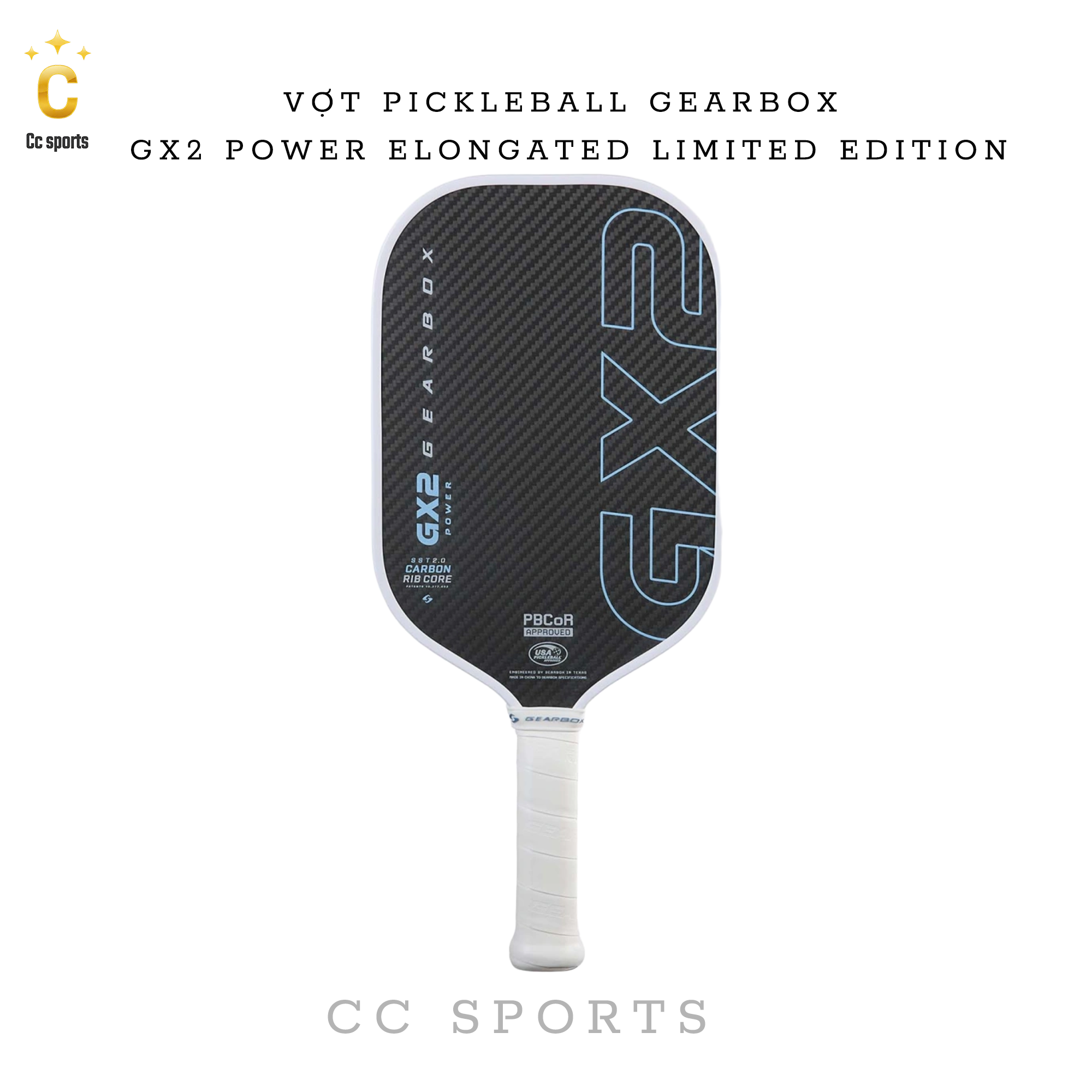 Vợt Pickleball GEARBOX GX2 Power Elongated Limited Edition 16MM