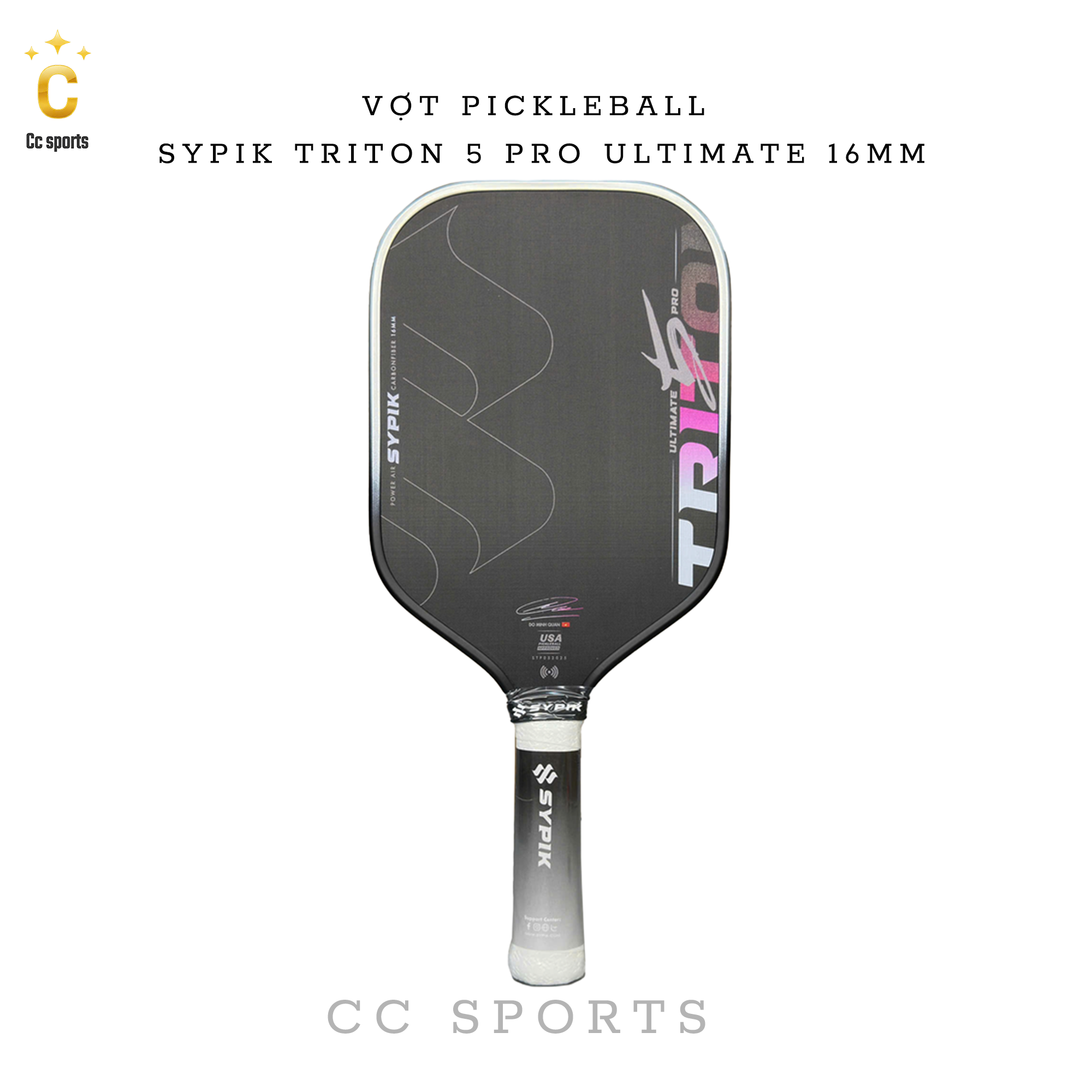 Vợt Pickleball Sypik Triton 5 Pro Ultimate Bản Chữ Ký 16mm