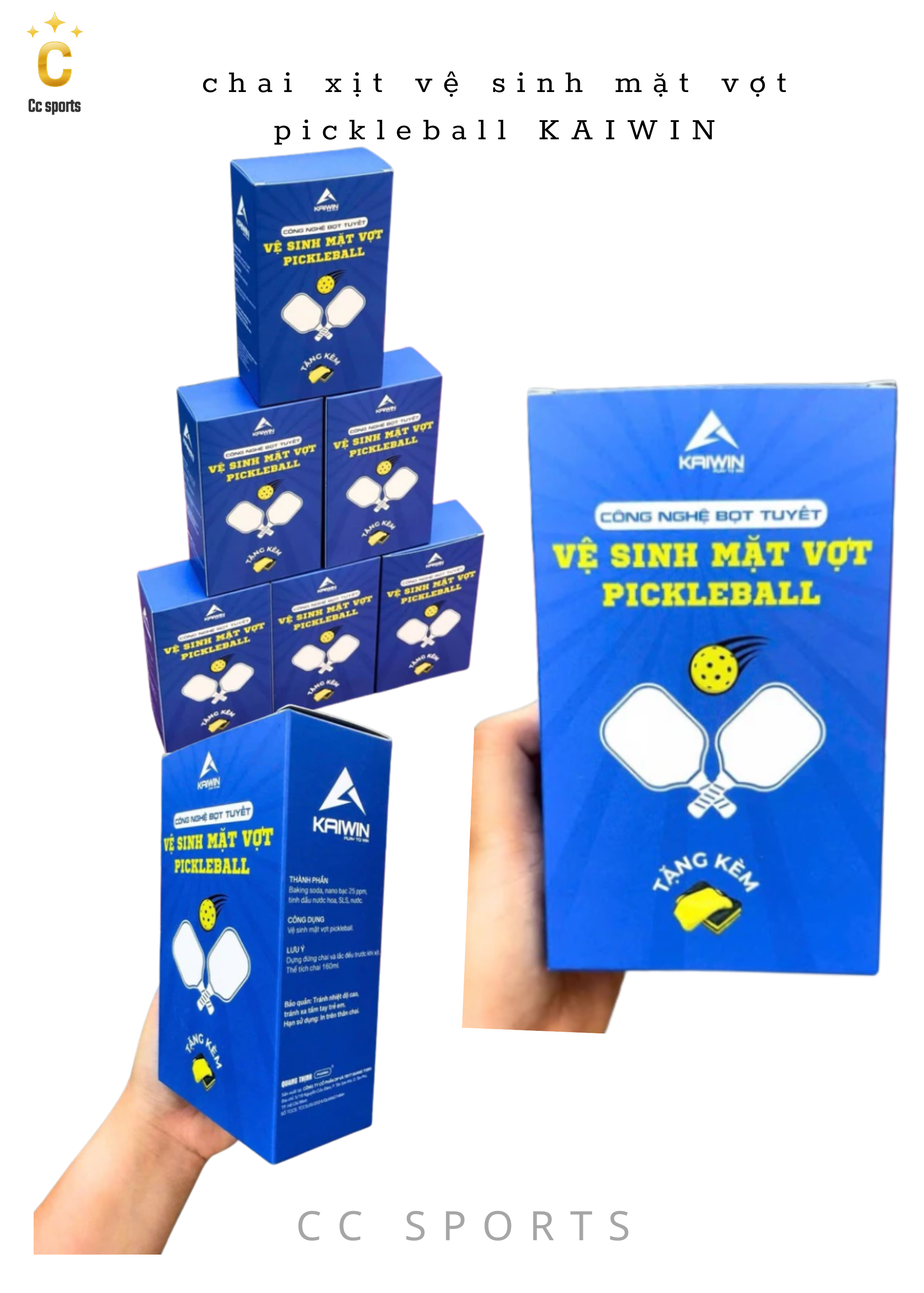 chai xịt vệ sinh mặt vợt pickleball KAIWIN